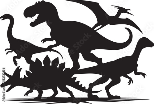 Dinosaur Silhouettes Collection Vector Set

Prehistoric Dinosaurs Black Silhouette Illustration

Dino Adventures Silhouette Pack Design
