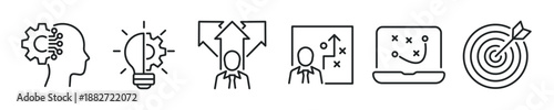 Strategy and planning thin line icon set. Web minimal editable stroke icons