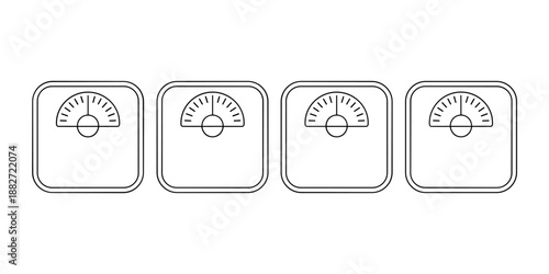 Minimalist outline weight scale icons for diet and fitness monitoring concept vector illustration of bathroom scales for personal health tracking wellness goals progress weightloss programs medical in