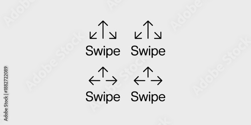 Clean swipe gesture vector icons for mobile app interface navigation user experience design minimalist direction sign symbol modern graphic element for website and presentation technology application