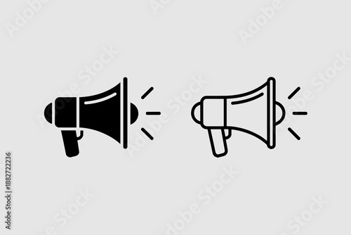 Black and White Megaphone Icon Design Announcing Promotion or Alert with Sound Waves in Minimalist Style Communication Tool for Marketing Campaigns and Social Media Announcements Public Relations and