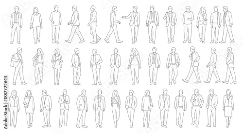 CAD Human Figures Vector – Standing, Walking, Talking People for Architecture
