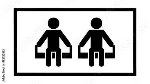 Toilet sign with two people icons indicating restroom