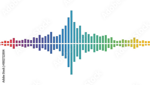 Vibrant sound wave visualization showcasing colorful audio spectrum analysis in a modern digital environment from a horizontal viewpoint