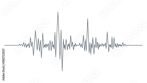 Sound wave visualization, audio frequency graph, and rhythmic pulse representation