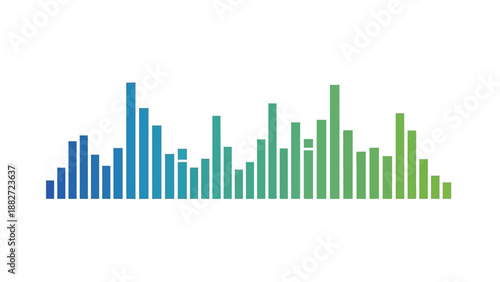 A colorful bar graph illustrating statistics from a business perspective with various heights and colors