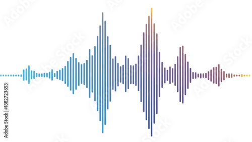 Sound wave visualization with vibrant gradient colors representing audio amplitude and frequency