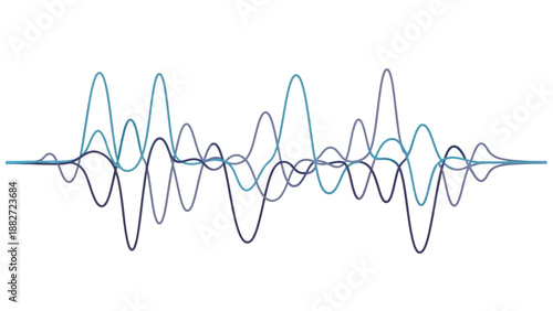 Abstract sound wave visualization with multiple overlapping frequency lines