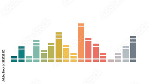 Sound wave visualization with colorful bars representing frequency and amplitude