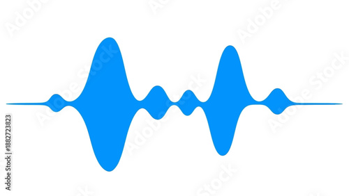 Soundwave visualization of audio frequencies, blue waveform on white background