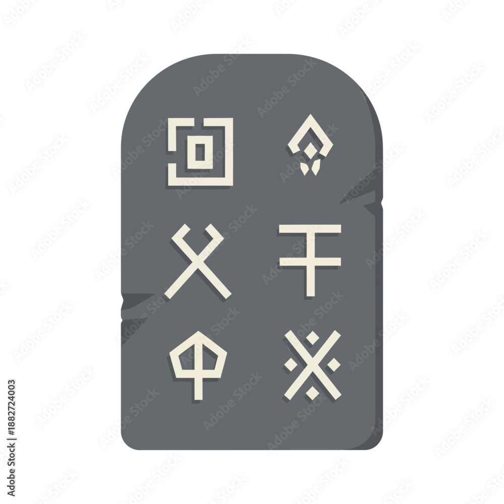 Obraz premium Stone tablet with ancient symbols etched into its surface.