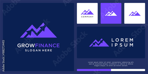 Grow finance logo design abstract mountain.