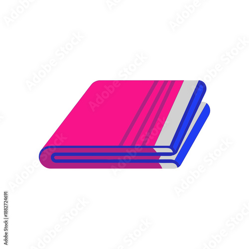 Folded towel with pink, white, and blue stripes.