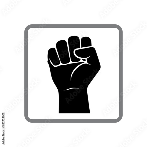 Black fist raised in a square icon with rounded corners.