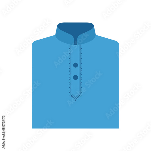 Blue kurta with collar and buttons, folded neatly.