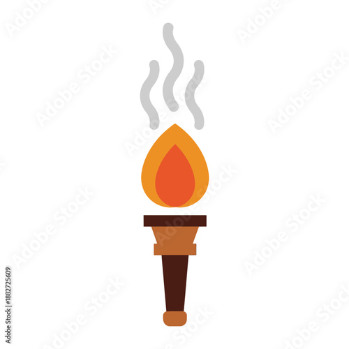 Torch with flame and smoke, representing light and heat.