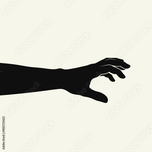 Silhouette of a human arm and hand reaching out.