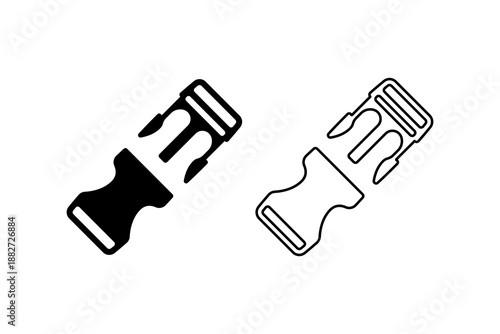 Opened plastic safety buckles icon isolated on white background.