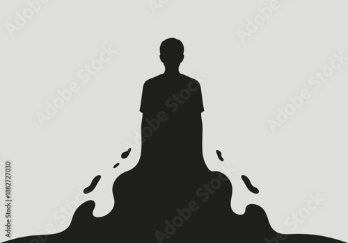 Silhouette of a person with liquid flowing from their body.