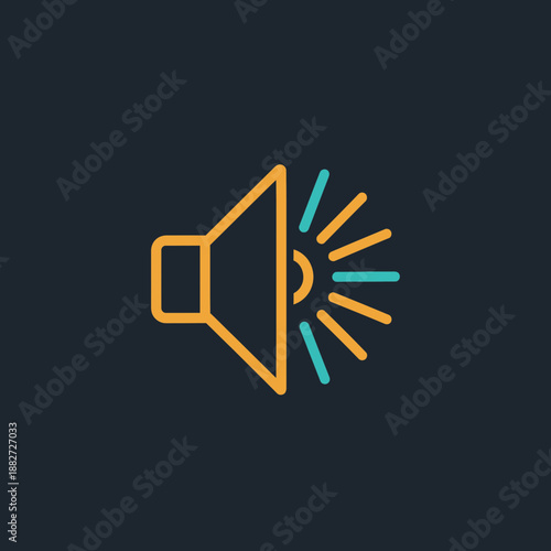 Stylized speaker icon with sound waves emanating from it.