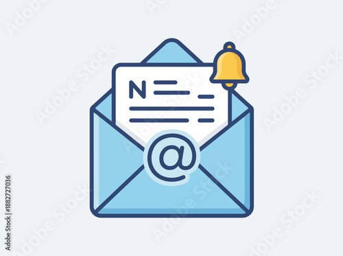 Illustration of an email icon with a notification bell, representing communication and alerts