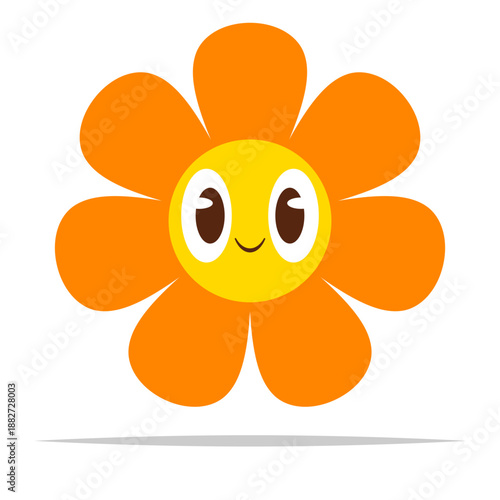 Happy daisy flower face vector isolated illustration