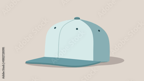 A pale blue baseball cap with a flat brim is centered on a neutral background