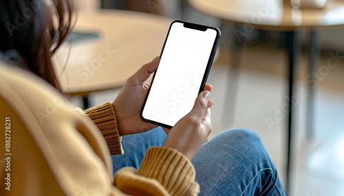 スマートフォンを操作する女性の手元・モックアップ