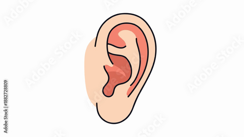 A simplified, cartoon-style illustration of a human ear