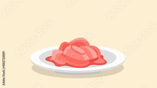 A plate of sliced pink ginger