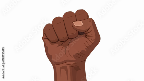 A raised fist symbolizes unity, strength, and resistance against injustice