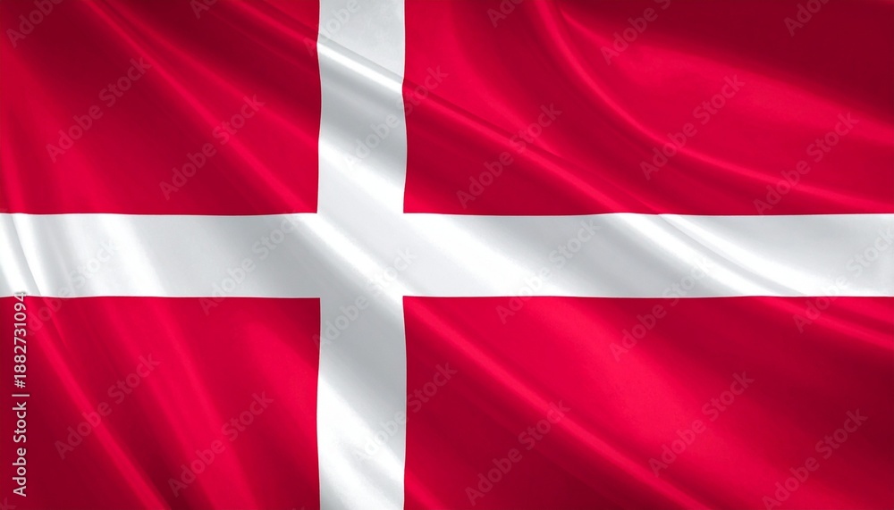 Obraz premium Denmark flag with red field and white off-center Scandinavian cross.