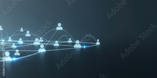 Ai networking tool network connection with digital human growth high end modern corporate platform virtual communication artificial intelligence business concept