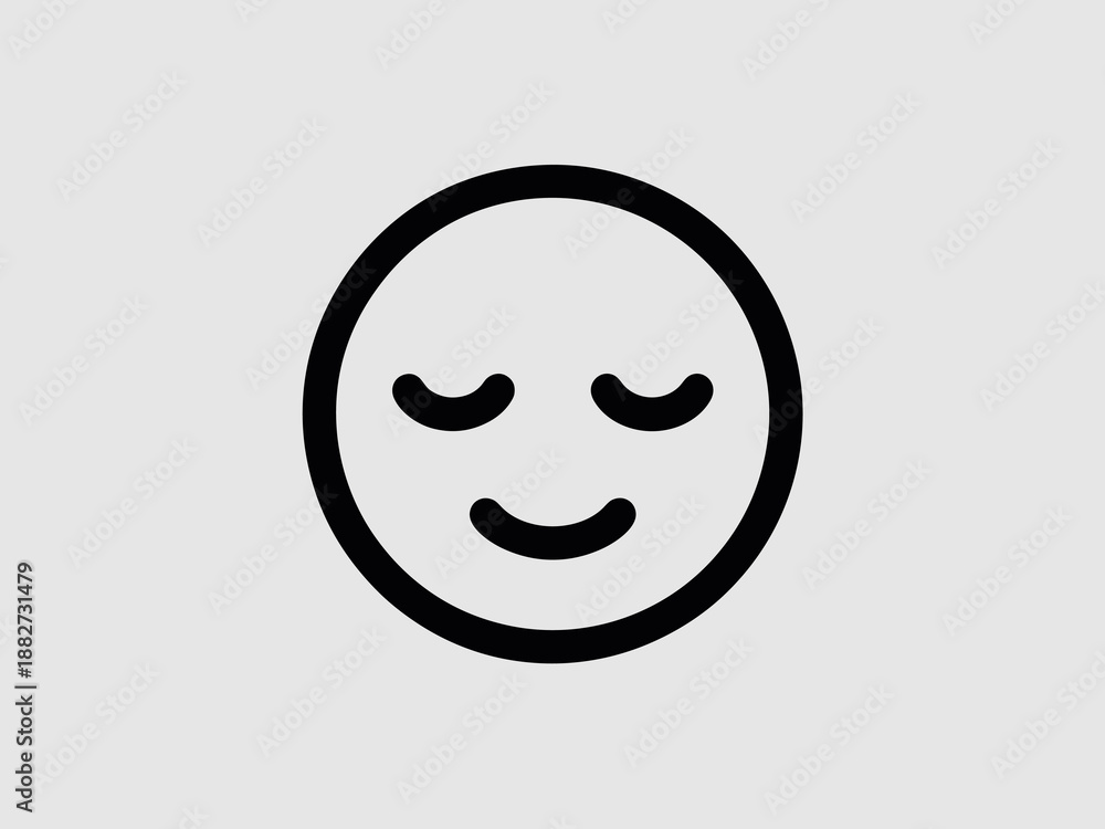 Fototapeta premium Smiling face emoji in peaceful expression with closed eyes in graphic illustration for social media marketing content and wellness resources promoting positivity and relaxation in modern minimalist st