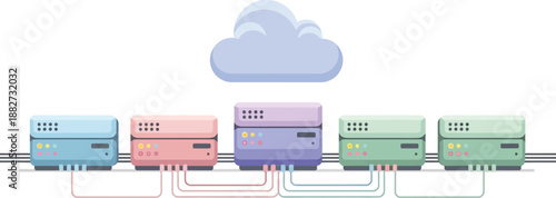 cloud computing data storage servers and network infrastructure concept with modern flat design