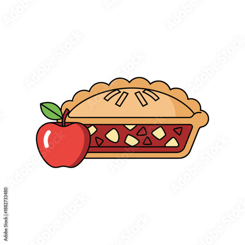 Delicious Apple Pie with a Slice Missing