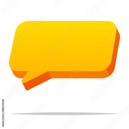 3d blank yellow chat box vector isolated illustration