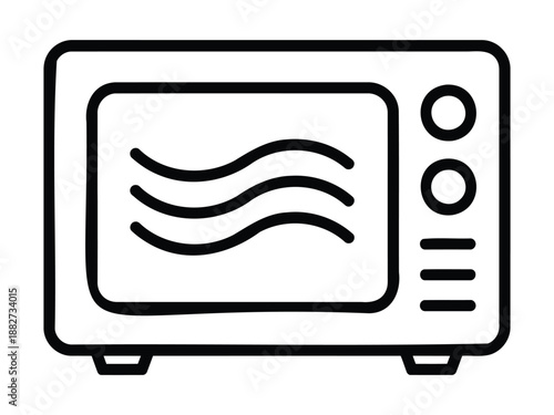 Microwave Oven Icon Black and White Kitchen Appliance Vector