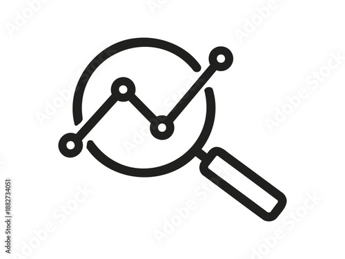 Analytics Search Icon Data Analysis Chart Magnifying Glass Vector