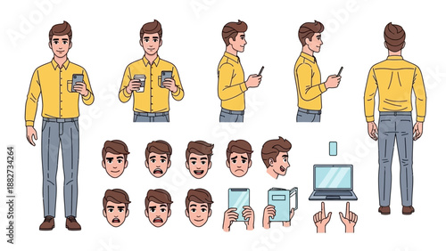 Male Character Creation Pack: Diverse Poses, Expressions, and Gadgets