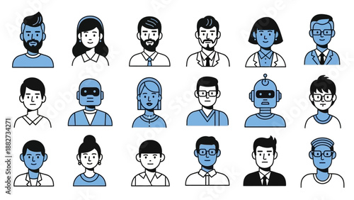 Diverse Collection of People and Robot Avatars for User Profiles and Online Communication