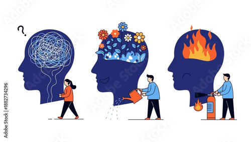 Mental Health Transformation: From Chaos to Calm and Growth Illustration