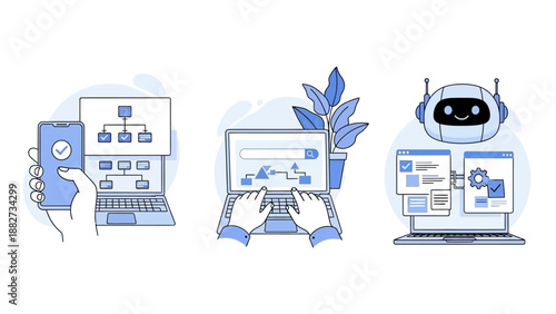 Digital Workflow and Automation Concept with Technology and Business Solutions