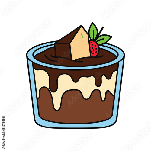 Delicious Chocolate Mousse with Strawberry Topping