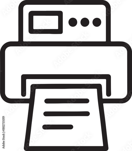Simple line art icon of a printer representing office equipment and document printing isolated on a white background