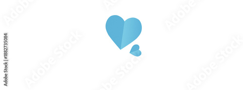 A light blue heart, solitary on a transparent background. Valentine's Day paper cutout decoration.