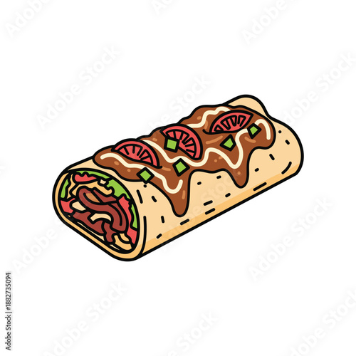 Spicy Beef Enchiladas Burrito Illustration