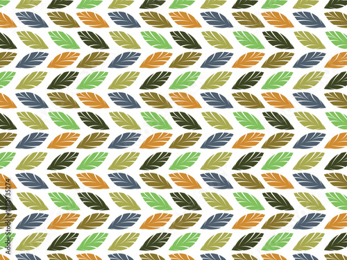 Natural leaf pattern with colorful foliage in green orange and blue for seasonal decor