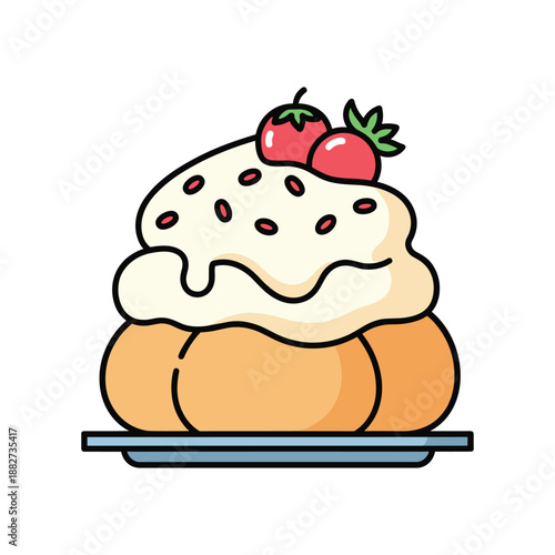 Delicious Cream Puff with Strawberry Topping