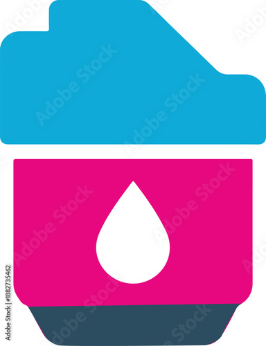 Ink cartridge icon with a water drop symbol flat vector illustration for printing and technology concepts isolated on white background